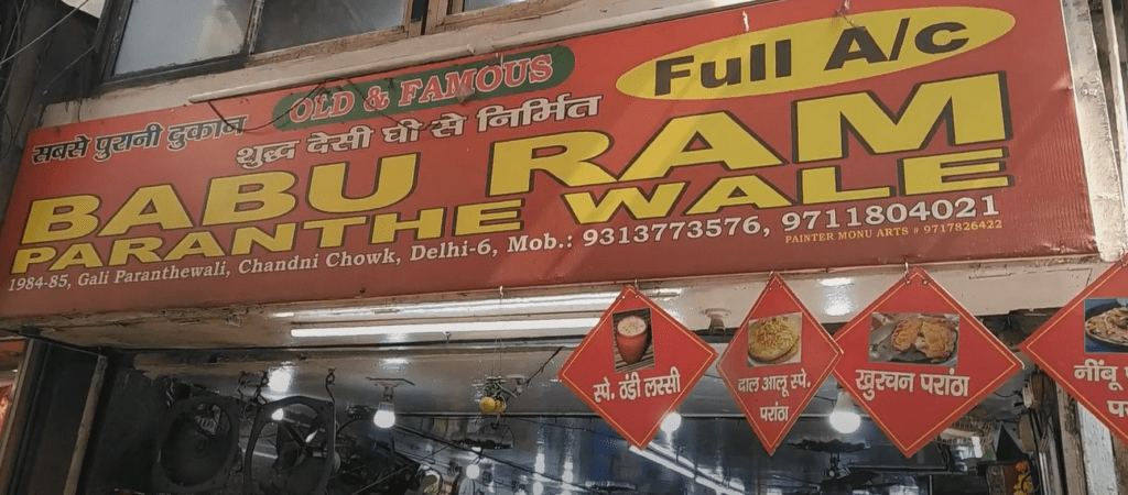 3. Babu Ram Paranthe Wale best street food in chandni chowk
